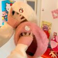 Sanrio Hello Kitty Fashion Plush Beret Soft Hat Y2k Girl Winter Harajuku Korean Style Cap Women Retro Trendy Clothes Accessories.