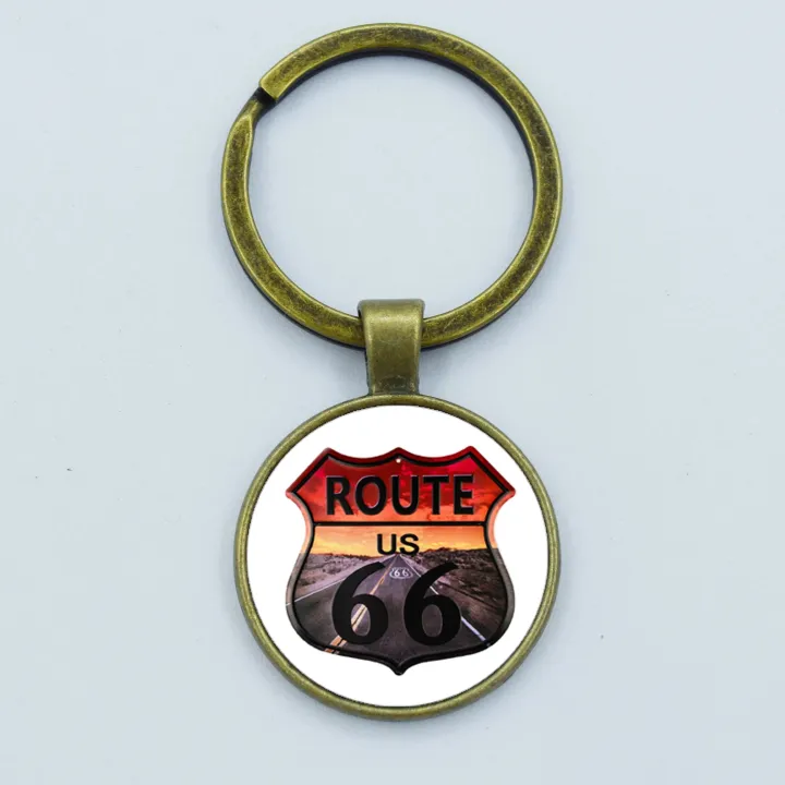Vintage%20ROUTE%2066%20Keychain%20Motorcycle%20Car%20Keyring%20Handmade%20Glass%20Cabochon%20Key%20Chain%20Holder%20Women%20Men%20Jewelry%20Gift%20-%20Image%203
