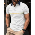 2024 New Men's Polo Shirt Stripes Short Sleeve T-Shirts Casual Business Button Top Tees Summer Polo Shirts High Quality Clothes. 