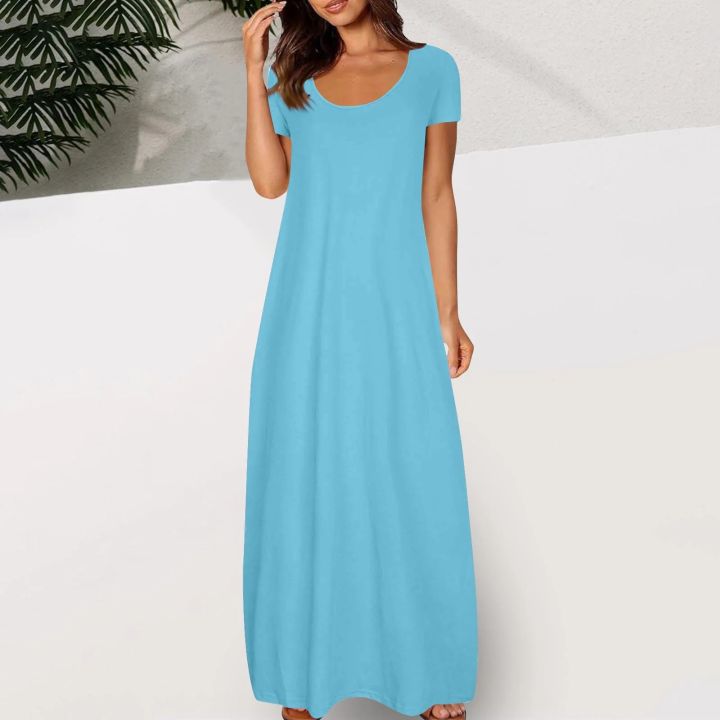 Women%E2%80%99s%20Cotton%20Soft%20Maxi%20Dress%20with%20Pockets%20%E2%80%93%20Short%20Sleeve%20V-Neck%20Style%20-%20Image%206