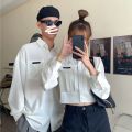 Spring and Autumn New Korean Style Loose Design POLO Young Couple Clothes Long Sleeve Shirt Top Female Student Fashion.