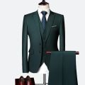 Luxury 3 piece men's wedding suit fashion men's slim solid color business office suit sets large size men Blazer+ pants + vest. 