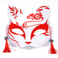 Japanese Fox Mask Half Face Hand-Painted Cat Fox Mask Anime Halloween Festival Makeup Dance Mask Party Costumes Cosplay Props. 
