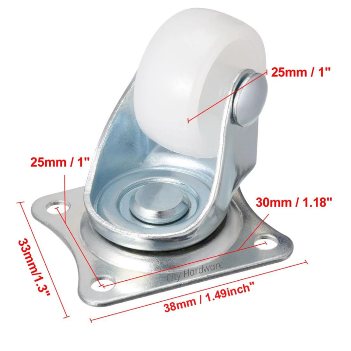 4pics%20Nylon%201%20Inch%20Caster%20Wheel%20360%20Degree%20Rotation%20Swivel%20Caster%20Wheel%20-%20Image%202
