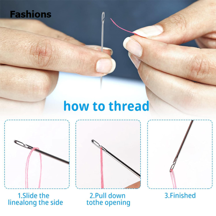 Fashions 30Pcs Easy Side Self Threading Sewing Needles With Wooden ...