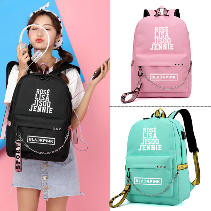 Send Lomo Card BLACKPINK Backpack School Bag for Student Laptop Bag Jennie Rose Lisa Jisoo USB Backpacks Daraz .bd