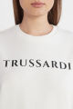 Trussardi White crew-neck sweatshirt in regular cotton with contrasting logo. 