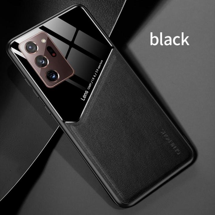 Lenuo for Samsung Galaxy Note 20 ultra leather case car magnetic Holder  back cover soft silicon shockproof case cover