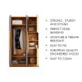 Modern Home Bniture Wooden Almirah for Clothes, Wooden Handel Door Wardrobe, 4 Door Almirah with Hanging Space & Storage Shelf 5 Year Warranty (Giant Wood & Slate Black72/48).