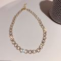 Fashion Shiny Personality Pendant Necklace French Charm Inlaid Rhinestone Pearl Necklace Bracelet Clavicle Chain Women's Jewelry Birthday Gift. 