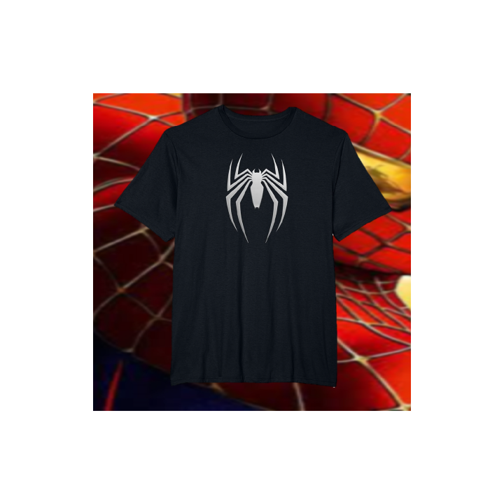 Black Men's Casual Printed Spiderman Theme cotton T-shirt