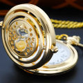 New Golden Time Hourglass Exquisite Quartz Pocket Watch Vintage Gentleman Necklace Pendant Fashion Accessories Clock.