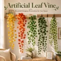 1 Pcs Artificial Ivy Red Maple Plastic Fake Leaves Garland 7ft Long Hanging Vine Leaf for Home, Garden, Wall, Balcony, Office, Party & Event Decoration.