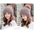 Student Women Knit Hat Winter Warm Hairball Caps Plush Hats Beanies Wool Hat. 