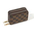 New double zipper wallet popular plaid flower pattern multi-function multi-card slot card holder. 