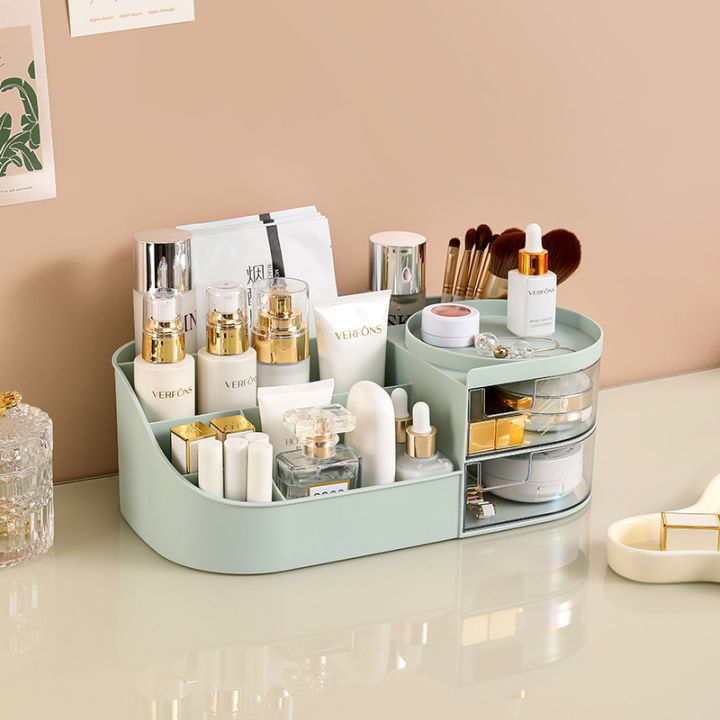 Cosmetic storage box, Desktop dressing table, Makeup mirror, Skincare storage rack, Lipstick sorting box
