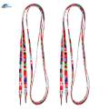 1 Pair of Roller Skates Shoes Lace Shoes Strings for Hocky Flag Pattern.