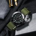 Diver Style Field Watch 40mm Case 24 Hours Dial Rotating Bezel Fabric Strap. 