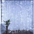 LED Curtain String Fairy Light 8 Modes, Plug in Lights, Cool White, Indoor Outdoor Decorative Wall Window String Lights for Bedroom, Party, Backdrop - Room Decoration Light.