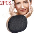 2 Pcs/Set Soft Natural Black Bamboo Sponge Beauty Face Wash Cleaning Cosmetic Puff Charcoal Black Korean Skin Care Tool. 