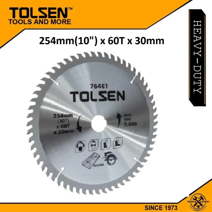 TOLSEN 10" TCT Circular Saw Blade 254mm(10") x 60T x 30mm For Wood Cutting  Model: 76461