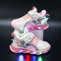 Wholesale Girls Shoes With Lights 2024 Spring and Autumn New Mesh Breathable Kids Sneakers Versatile Girls Princess Shoes.