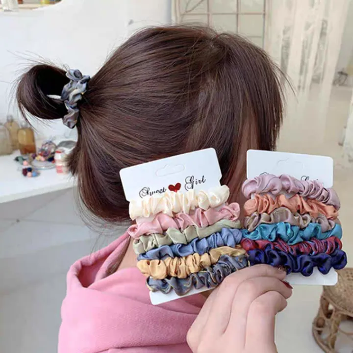 6Pcs/Set%20Matte%20Small%20Intestine%20Hair%20Ring%20Silky%20Satin%20Hair%20Scrunchies%20Simple%20Versatile%20Ponytail%20Holder%20Sweet%20Solid%20Color%20Headwear%20-%20Image%205