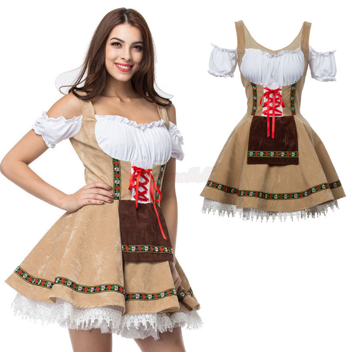 2022%20Women's%20Oktoberfest%20Maid%20Cosplay%20Costume%20German%20Traditional%20Festival%20Strapless%20Splicing%20Dress%20Girl%20Costume%20-%20Image%202