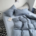 Solid color double four-piece bedding set household sheets duvet cover washed cotton bed sheet style double dormitory.
