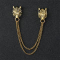 【Factory-direct】 Men's Chain Wolf Head Brooch Flower Tassel Jewelry Suit Crown Trend Pin Accessories.