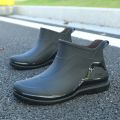 English rain boots men's short tube waterproof casual rain boots flat sole light kitchen anti slip rubber shoes thick soled water shoes work. 