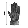 Gloves Winter PU Flannel Riding Warm Thickened Cold Protection Outdoor Cycling Touch Screen Leather Gloves 1Pair. 