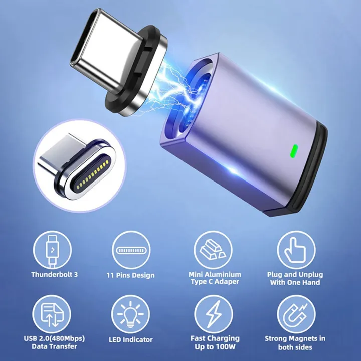 1%20Piece%205A%20Type%20C%20Magnetic%20Adapter%20USB%20C%20Male%20to%20Female%20Type%20C%20Magnetic%20Adapter%20Quick%20Charge%20Data%20Cable%20Adapter%20,%20Straight%20-%20Image%203