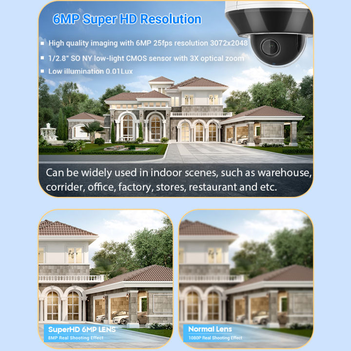 Vikylin%206MP%202.8-8mm%203X%20Zoom%20PTZ%20Dome%20Security%20IP%20Camera%20For%20Hikvision%20Compatible%20POE%20With%20MIC%20Human%20Vehicle%20Detection%20Home%20CCTV%20-%20Image%202