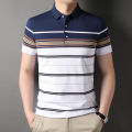 Top Grade Yarn-dyed Process Cotton Luxury Stripped Summer Casual Polo Shirt For Men Logo Short Sleeve Tops Fashions Men Clothing. 