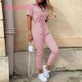 Trousers Jumpsuit Short Sleeve Daily Women Pants Jumpsuit.