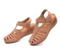 Women's Wedge Sandals Leather heels Slipper Anti Slip Plus Size Jelly Shoes Closed Toe Hook and Loop Sandal. 