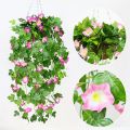 Artificial Flower Rattan Living Room Decoration Flowers Wall Decoration Chlorophytum Hanging Basket Wall Hanging Outdoor Simulation Morning Glory. 