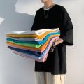 100% Cotton T Shirts Mens Summer Basic Clothing Teen Oversized Solid Color Top Tees Womens Simple Casual Streetwear. 