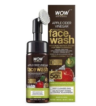Wow Skin Science Apple Cider Vinegar Facewash W/ Brush 150ml