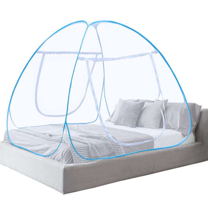 Portable%20Double%20Bed%20Full%20Cover%20Mosquito%20Net%20with%20Lace%20Border%20and%20Zipper%20-%20Lightweight,%20Foldable%20&%20Easy%20to%20Pack%20-%20Image%203
