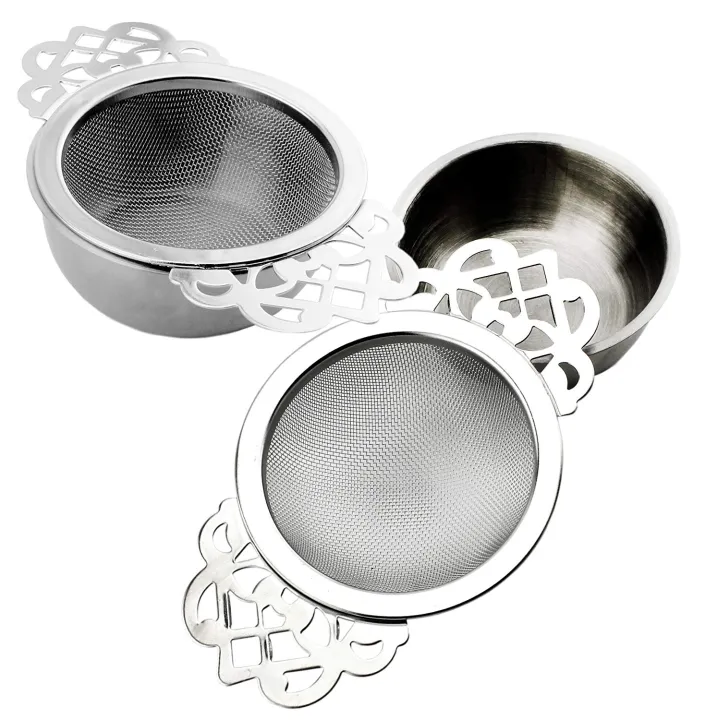 Tea%20Strainers%20with%20Drip%20Bowls%20(2-Pack);%20Elegant%20Stainless%20Steel%20Loose%20Leaf%20Tea%20Strainers%20Exquisite%20Product%20-%20Image%202