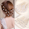 European and American brides embellished with pearl small hairpins, headdresses, dresses, messy hair, U-shaped hairpins, modeling accessories set.