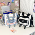 Large capacity contrasting tote bag for school girls in class bag handbag crossbody bag for junior high school students. 