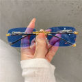 Square Rimeless Metal Frame Leopard Cute Sunglasses men or Women Brand Designer Sun Glasses. 