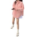 Pink Shirt Women's Spring and Summer 2022 New Lazy Wind Loose Long Sleeve Top Small Shirt Sun Protection Coat.