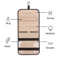 Portable Travel jewelry organizer roll Secure Waterproof Foldable jewelry case Compact Versatile Journey rings necklaces. 