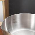 Stainless Steel Saucepan with Scale Wood Handle for Hotel Kitchen Camping Diameter 22cm. 