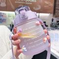 1200ml Large Capacity Water Bottle Straw High Temperature kawaii Water Cute Time Scale Frosted Outdoor Sport Student Couple Cup. 