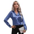 Satin Silk Button Down Shirts for Women Dress Shirts Long Sleeve Blouses Female Shirts.